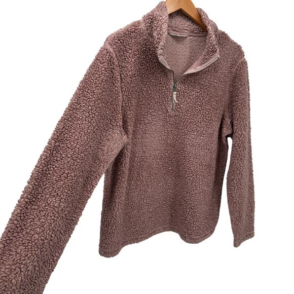 Mountain Khakis Jacket Womens Large Pink Sherpa Fleece Apres Pullover 1/2 Zip - Picture 3 of 8